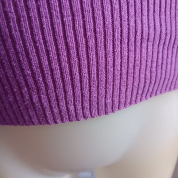Women's Small Sweater Top Vintage 1970's Purple Hippie Ribbed Knit Sexy Disco - Picture 4 of 9